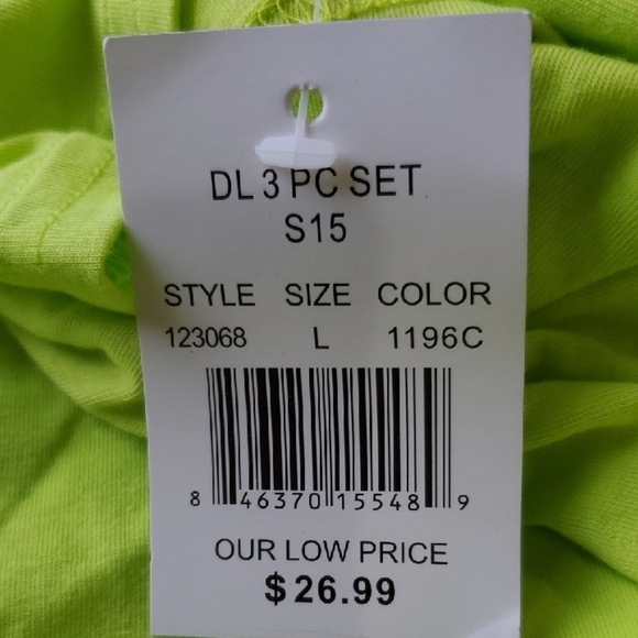 Hanes Pajama Set Green and Pink Floral Delight 60 Cotton 40 Poly - Picture 3 of 5